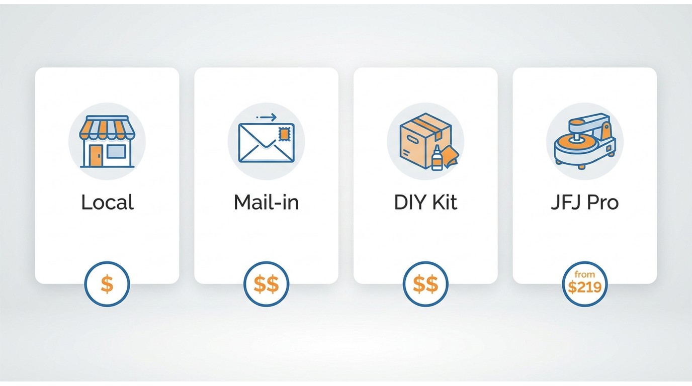 Comparison of local resurfacing mail-in service consumer kits and JFJ Easy Pro machine
