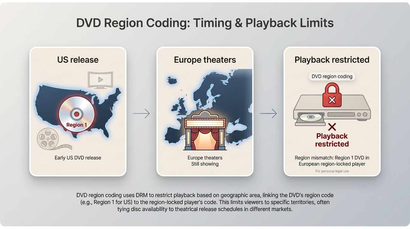 How DVD DRM links release timing to Region 1 playback limits