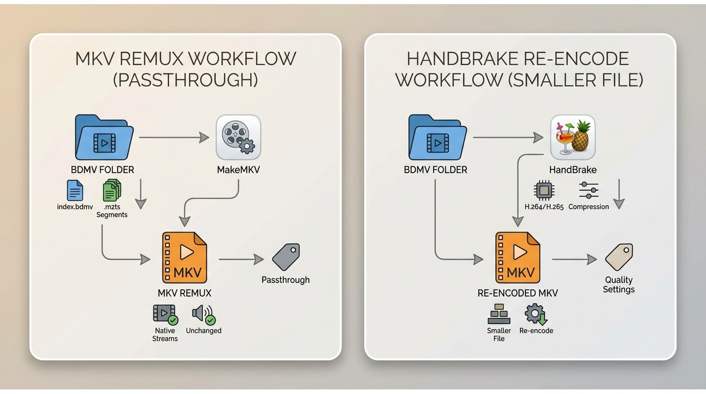 BDMV playlists and STREAM files becoming an MKV by remux or re-encode