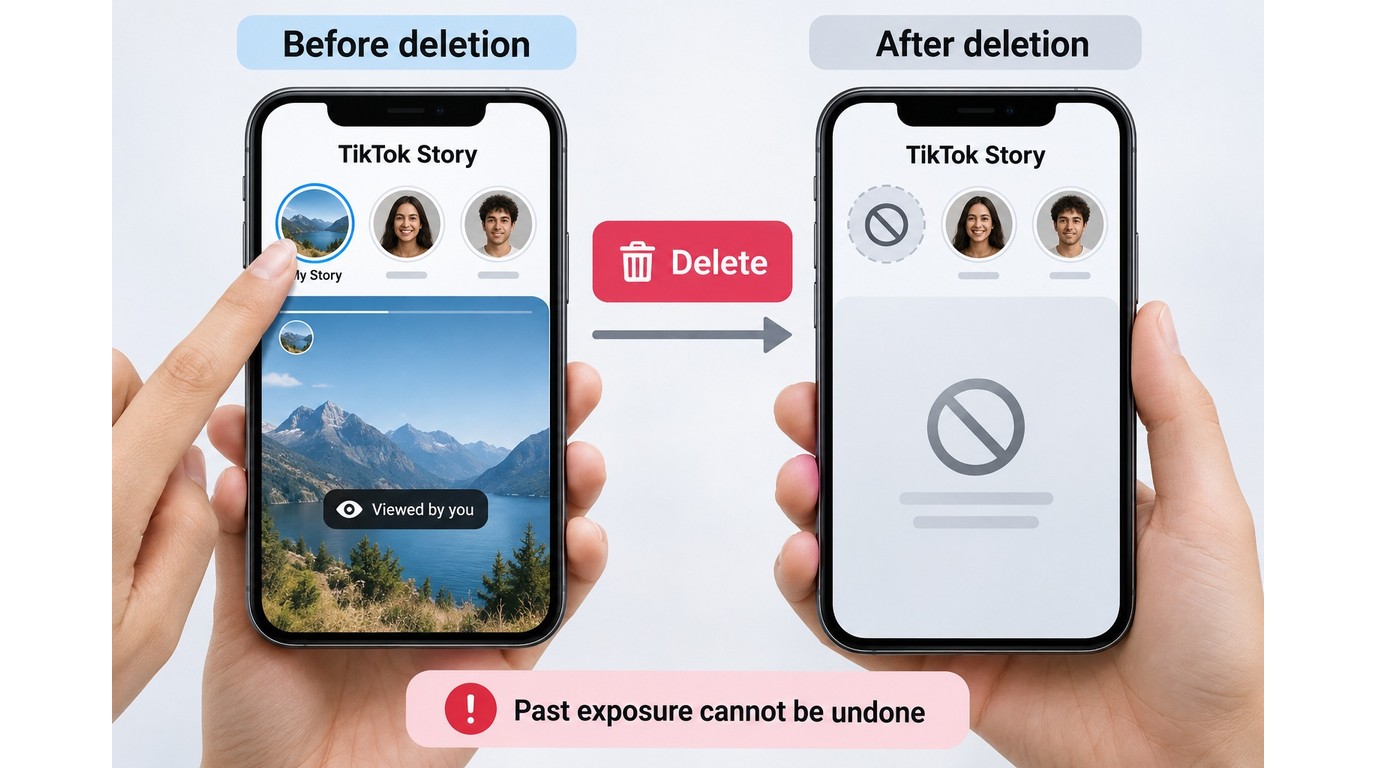 TikTok Story exposure before deletion and blocked future access after deletion